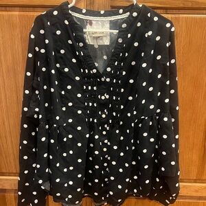 Chic Black and White Polka Dot Blouse